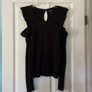 Jessica Simpson Shoulder Cut Out Ruffle Sweater